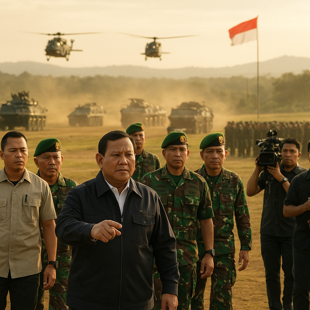Menhan Prabowo Tinjau Latihan Tempur Gabungan TNI di Baturaja