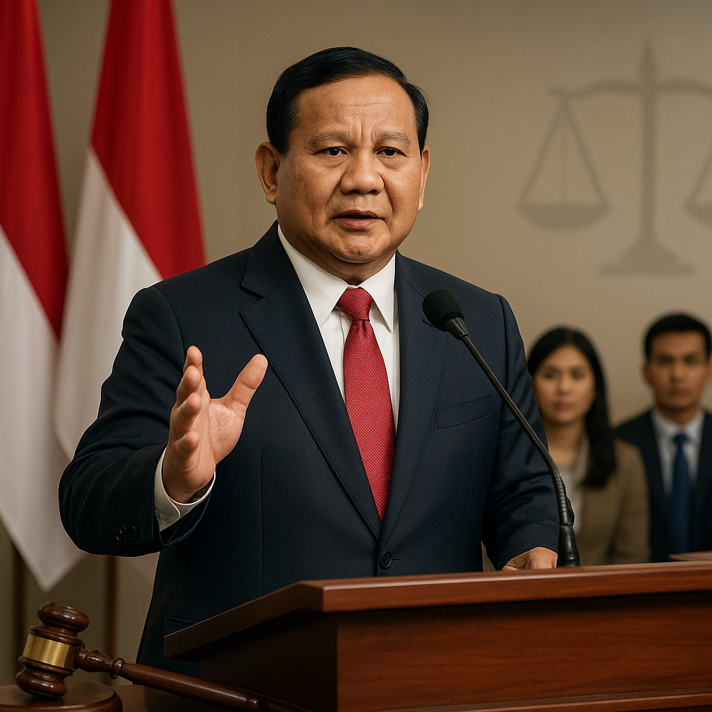 Prabowo Tegaskan Hukum Tidak Boleh Tajam ke Bawah, Tumpul ke Atas