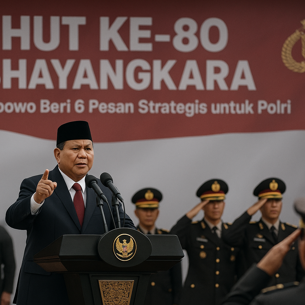 Prabowo Beri 6 Pesan Strategis untuk Polri di HUT Ke-80 Bhayangkara
