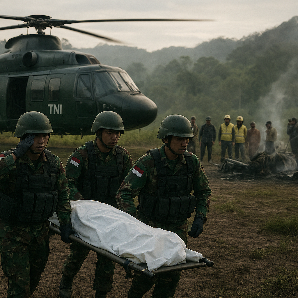 TNI Evakuasi Pilot Amerika Serikat yang Tewas Ditembak dan Pesawatnya Dibakar di Papua