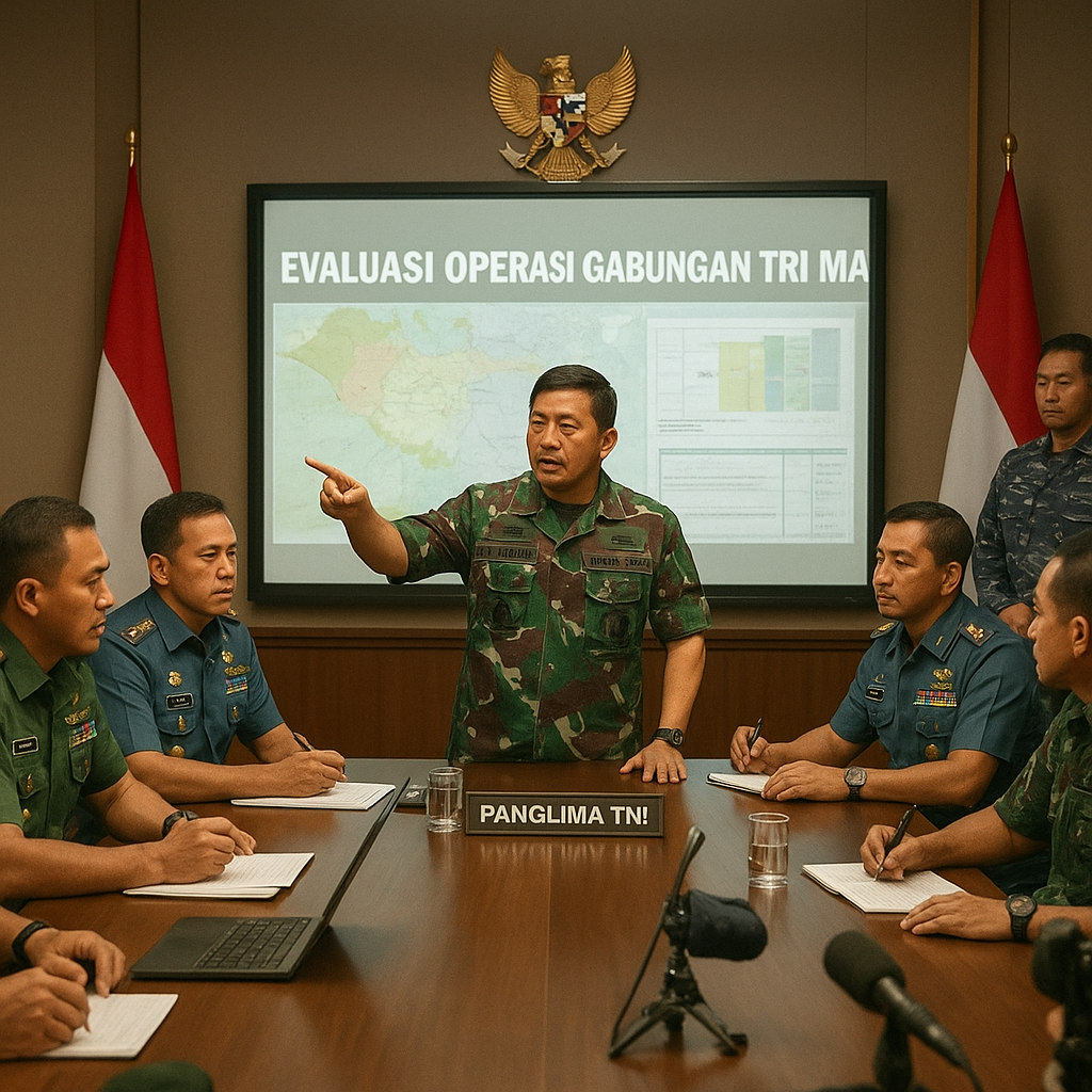 Panglima TNI Pimpin Rapat Evaluasi Operasi Gabungan Tri Matra