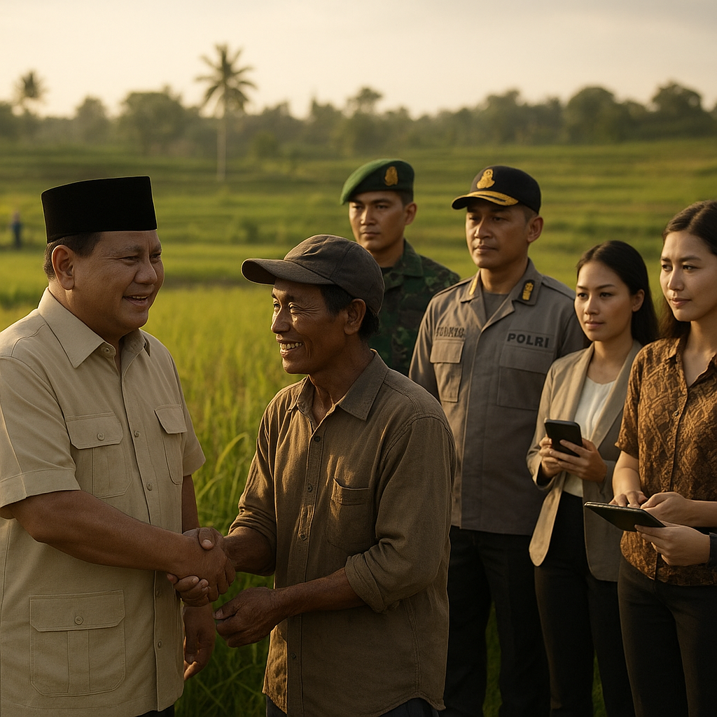 Prabowo Sampaikan Rasa Bangga ke Petani dan Apresiasi Peran TNI/Polri