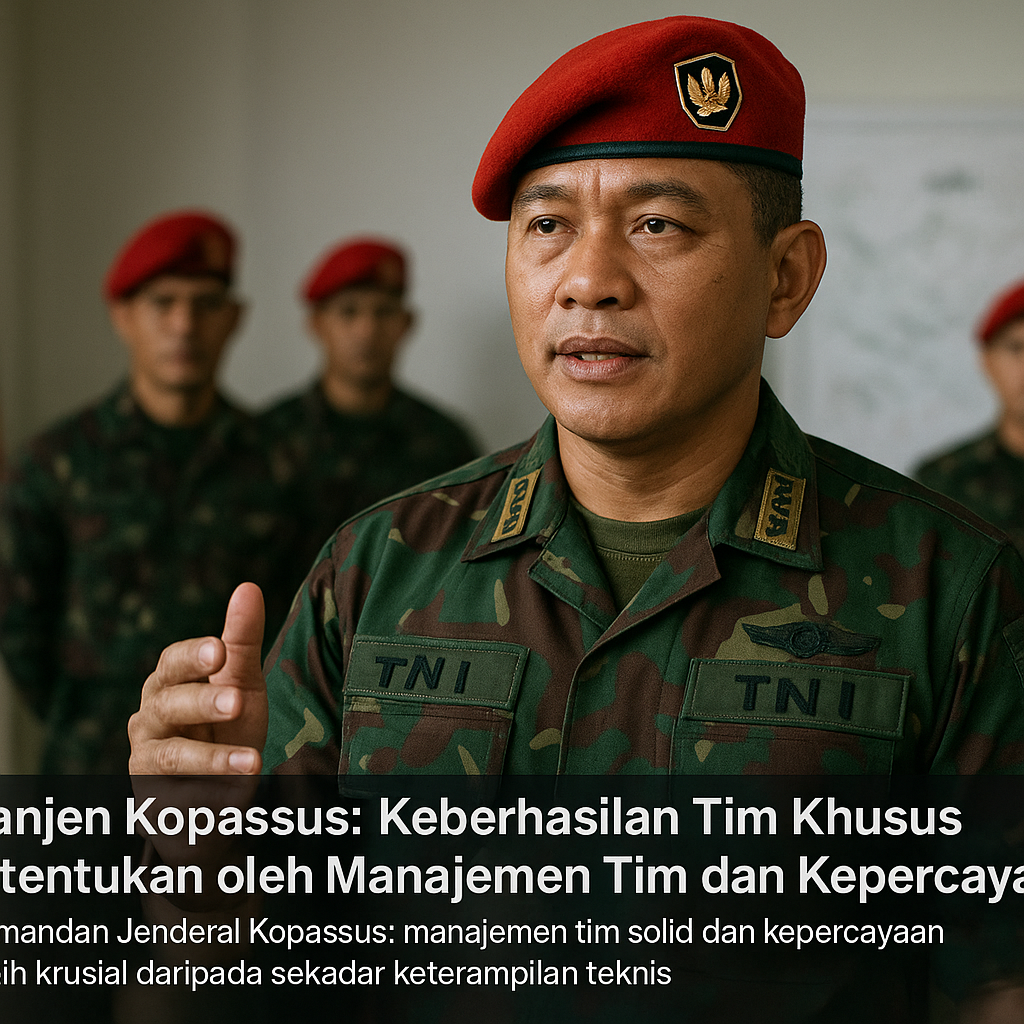 Danjen Kopassus: Keberhasilan Tim Khusus Ditentukan oleh Manajemen Tim dan Kepercayaan
