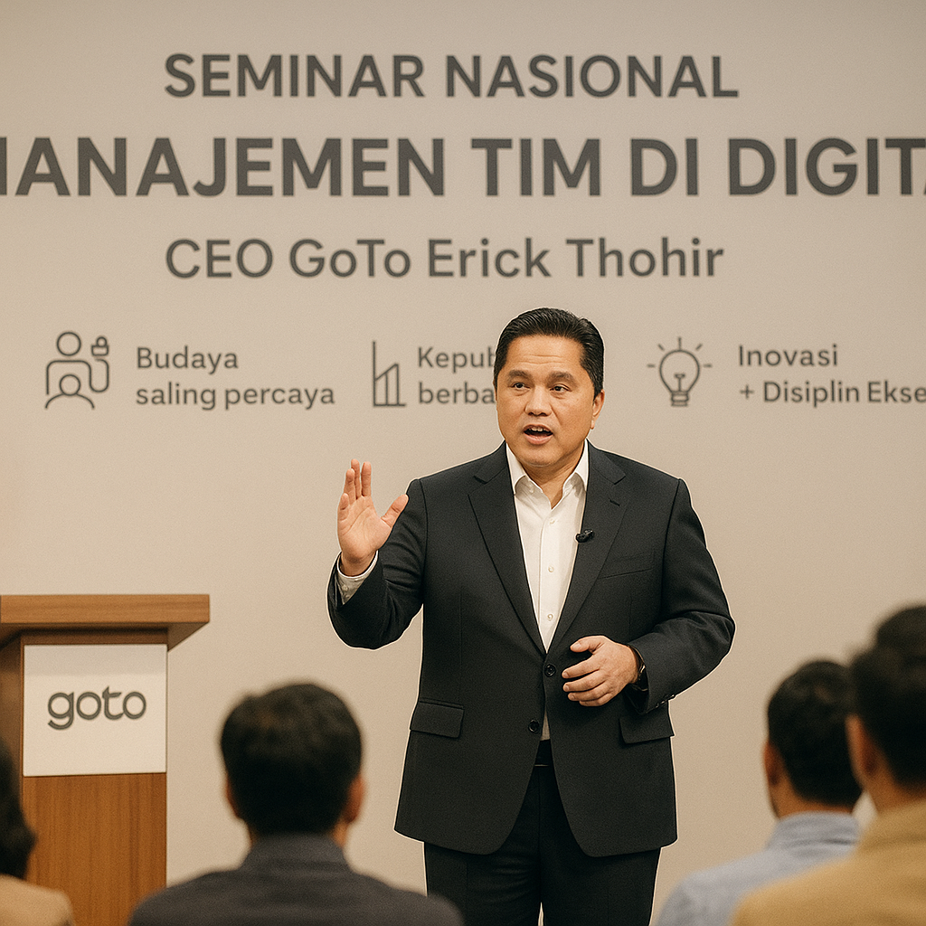 CEO GoTo Erick Thohir Ungkap Rahasia Manajemen Tim di Era Digital dalam Seminar Nasional
