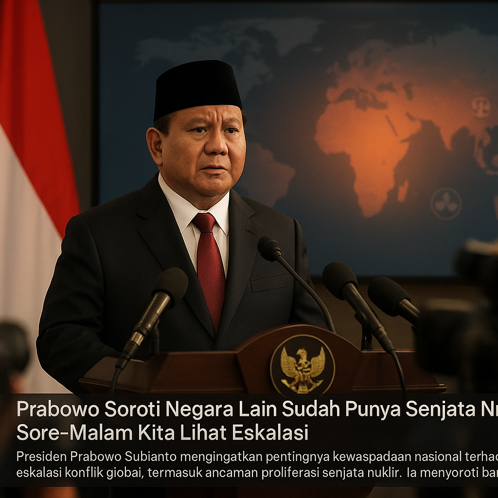 Prabowo Soroti Negara Lain Sudah Punya Senjata Nuklir: Sore-Malam Kita Lihat Eskalasi