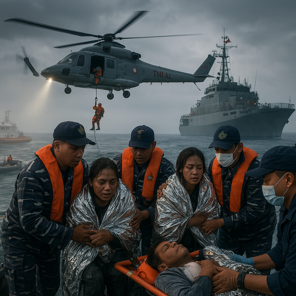 TNI AL Kerahkan Kapal dan Pesawat Evakuasi Korban KM Mutiara Sentosa II