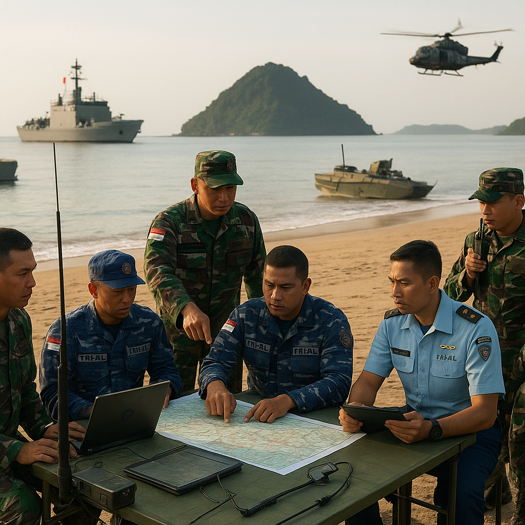 TNI Uji Interoperabilitas Trimatra pada Latihan Terintegrasi di Lingga
