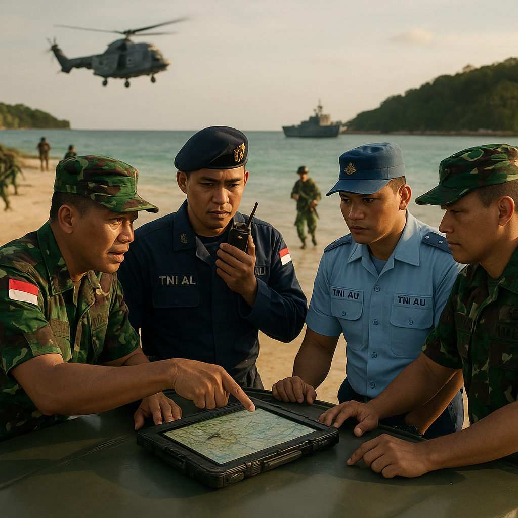 TNI Uji Interoperabilitas Trimatra dalam Latihan Terintegrasi di Lingga