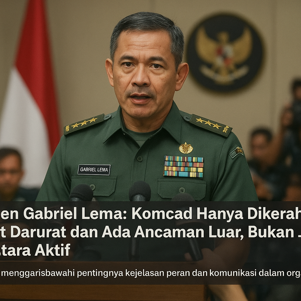 Letjen Gabriel Lema: Komcad Hanya Dikerahkan Saat Darurat dan Ada Ancaman Luar, Bukan Jadi Tentara Aktif