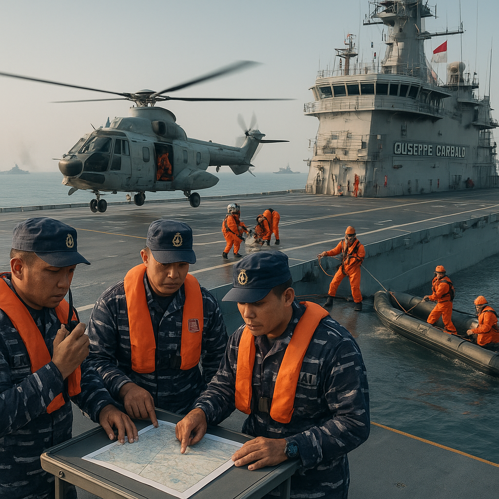 TNI AL Gelar Simulasi Tanggap Darurat Bencana dengan Kapal Induk
