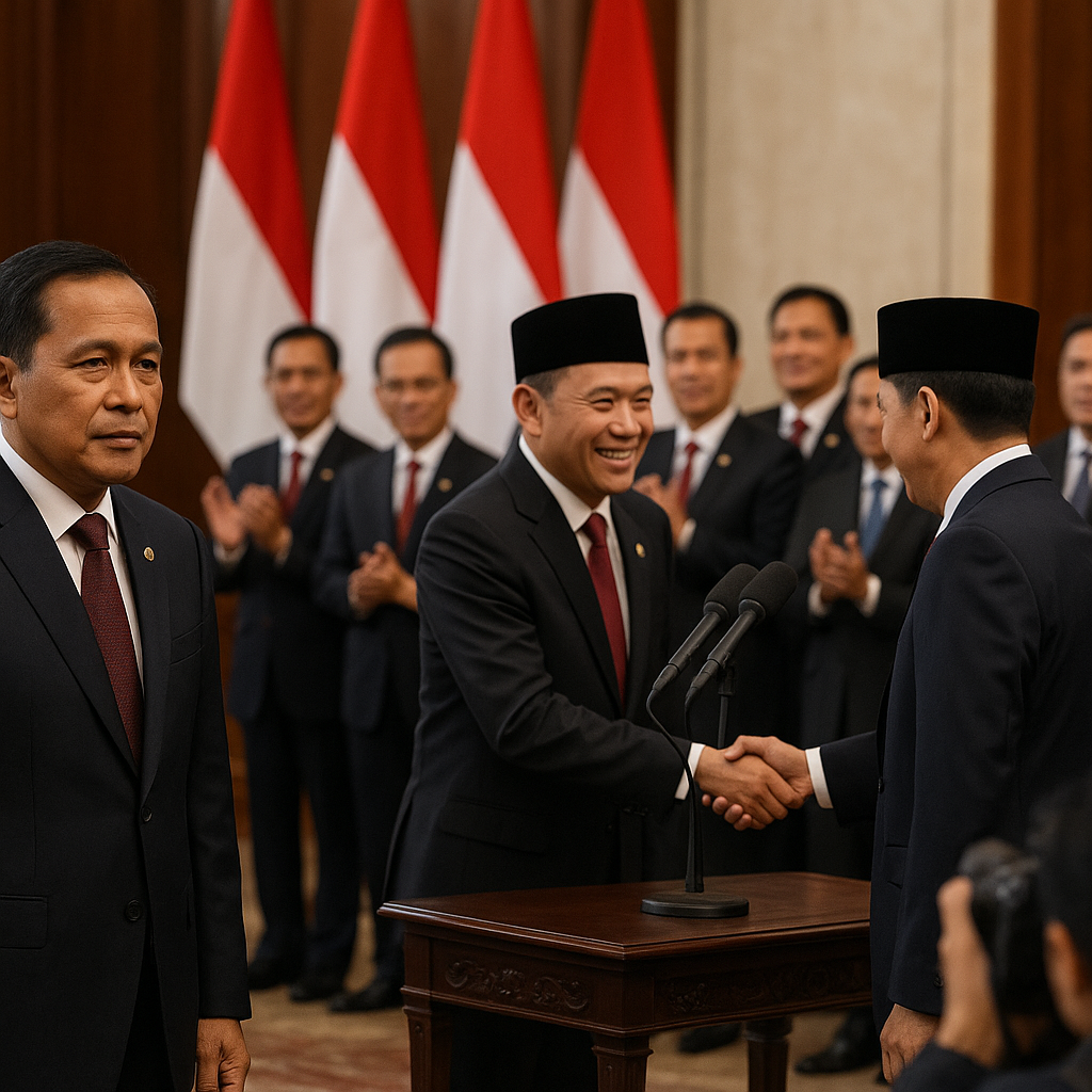 Menhan Sjafrie Hadiri Pelantikan Pejabat Kabinet Merah Putih