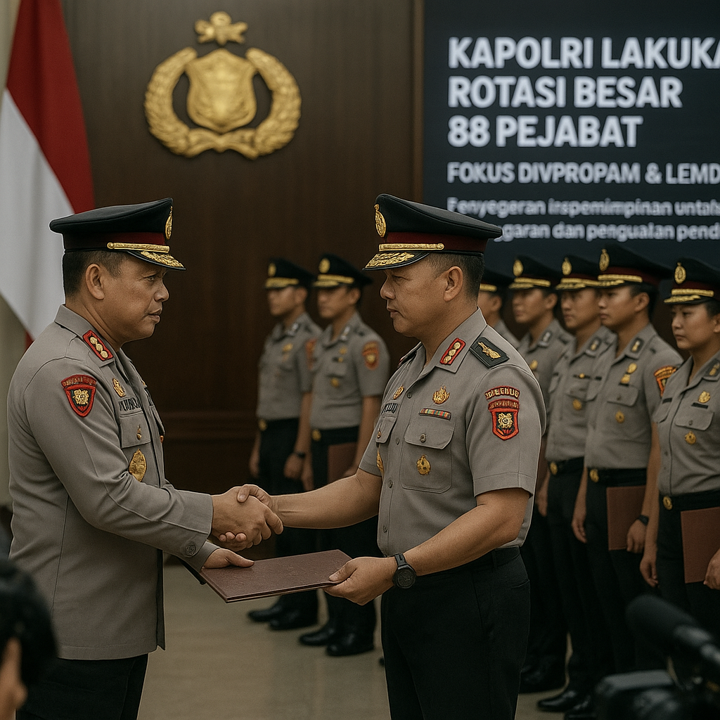 Kapolri Lakukan Rotasi Besar 88 Pejabat, Fokus Divpropam dan Lemdiklat