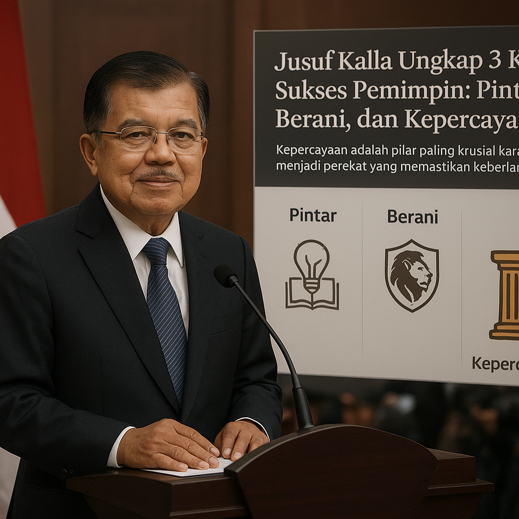 Jusuf Kalla Ungkap 3 Kunci Sukses Pemimpin: Pintar, Berani, dan Kepercayaan